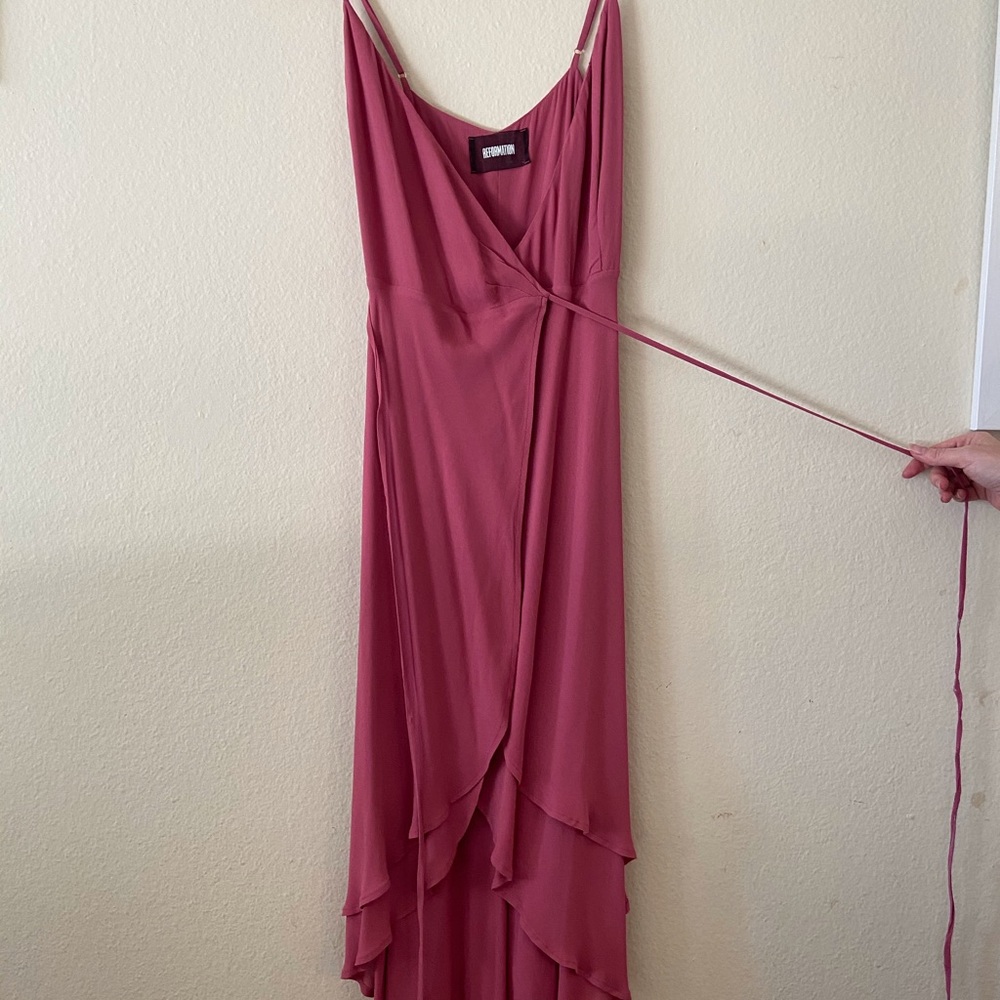 Reformation dusty pink wrap dress XS